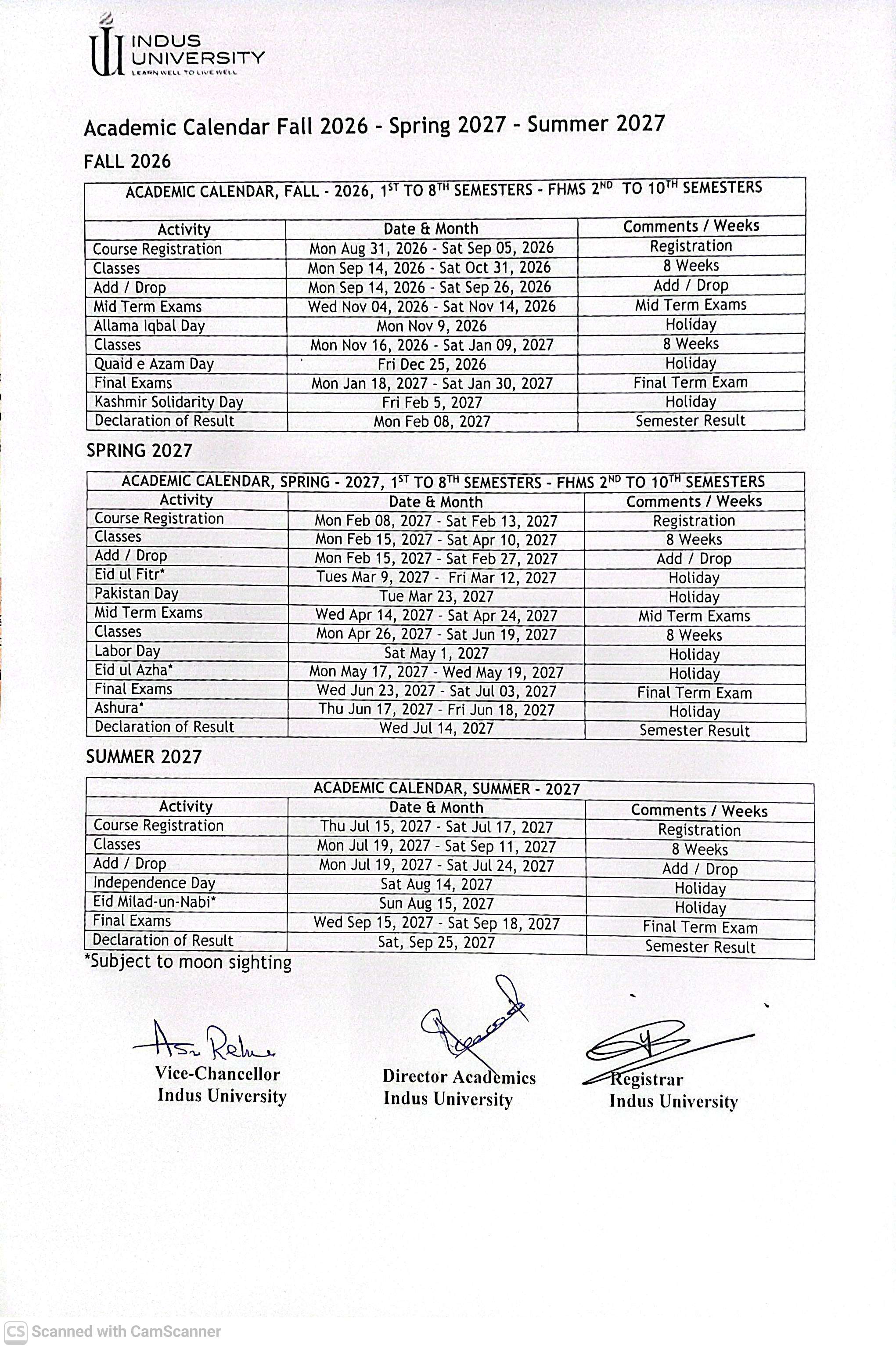 Academic Calendar 2026
